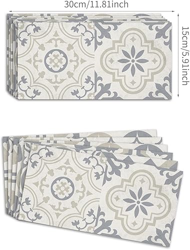 Miniatura 43 de Lukery Peel and Stick Tile Waterproof Backsplash for Kitchen Flower Tile Stickers Self-Adhesive Floor Tile PVC Wall Tile DIY Tile Decals, Grey