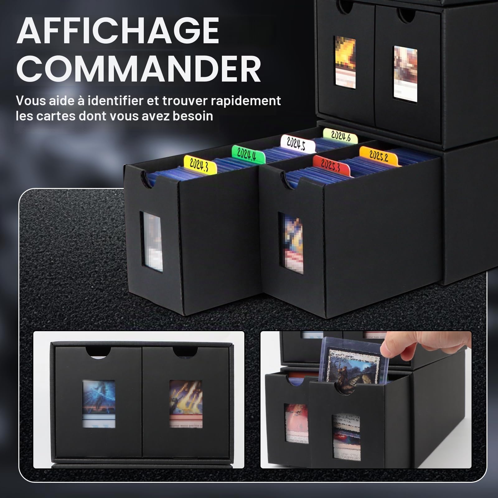 Boîte à Cartes Pour 11000+ Cartes, Boîtes de Rangement Pour Cartes à Collectionner Avec 72PCS Séparateurs,Etiquettes et Ruban Adhésif,Boîtes Magnétiques de Qualité Supérieure de Pour TCG Carte
