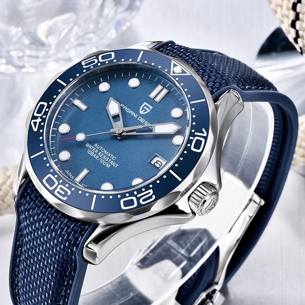 Pagani Design 007-Modell Herren-Automatikuhr, NH35 Uhrwerk, drehbar, Keramik-Lünette, Edelstahl, wasserdicht, selbstaufziehend, Armbanduhr