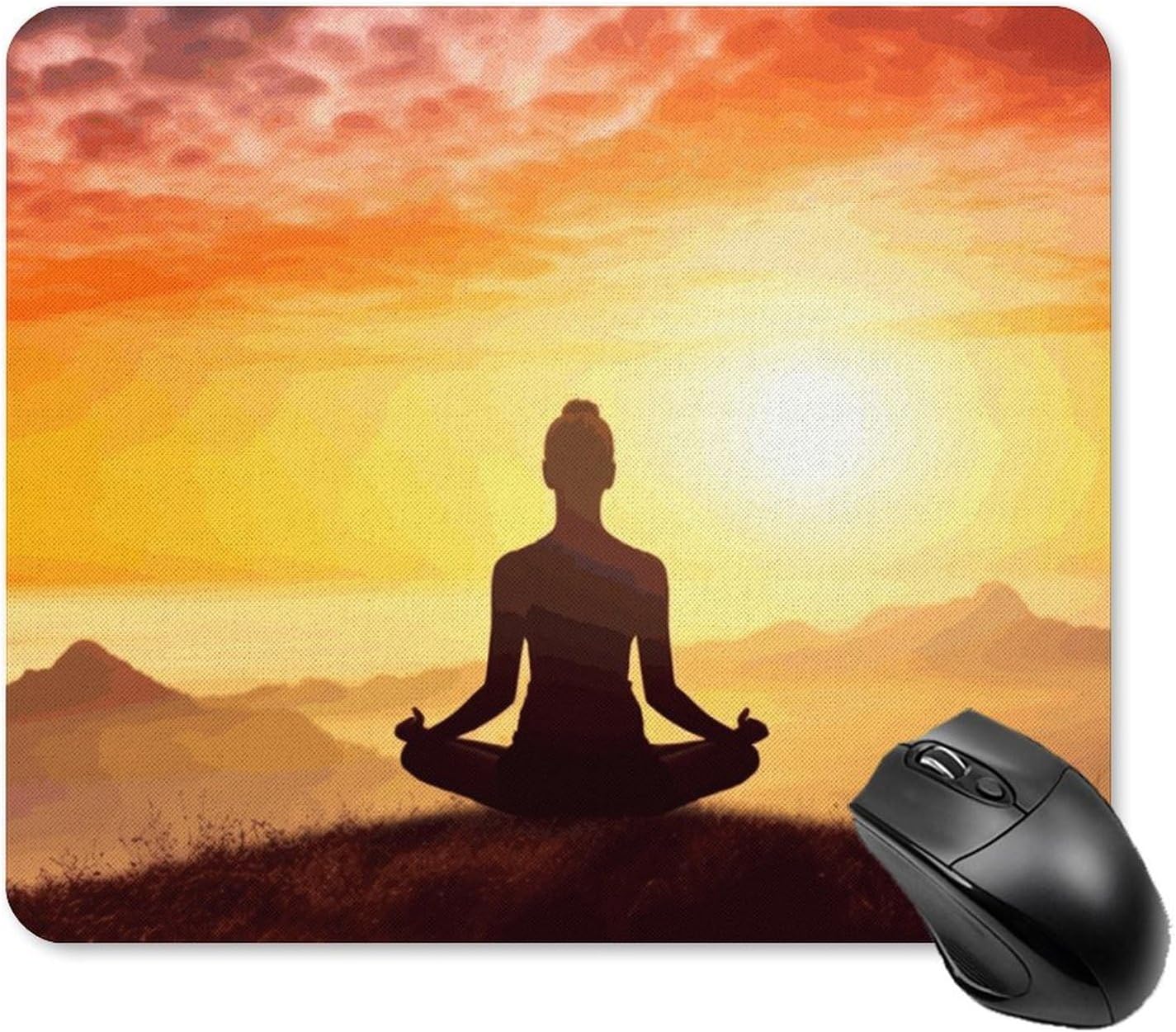 Yoga Meditation Square Mouse Pad Portable Computer Mousepad with Non-Slip Rubber Base 25 * 30cm Ultra-Thin Gaming Mouse Mat for Computer Laptop Office Desk Accessories