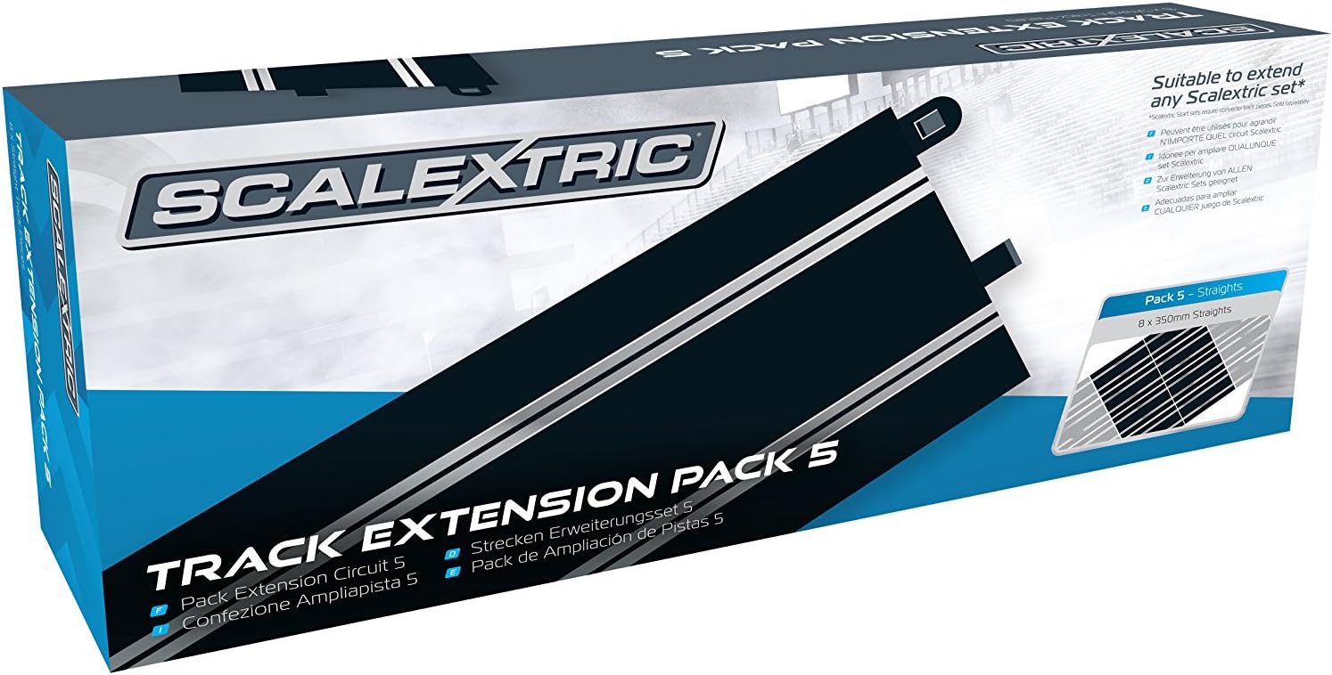 Extension Pack 5 1:32 Scale Standard Straights x 8 C8554 Slot Car Track, White