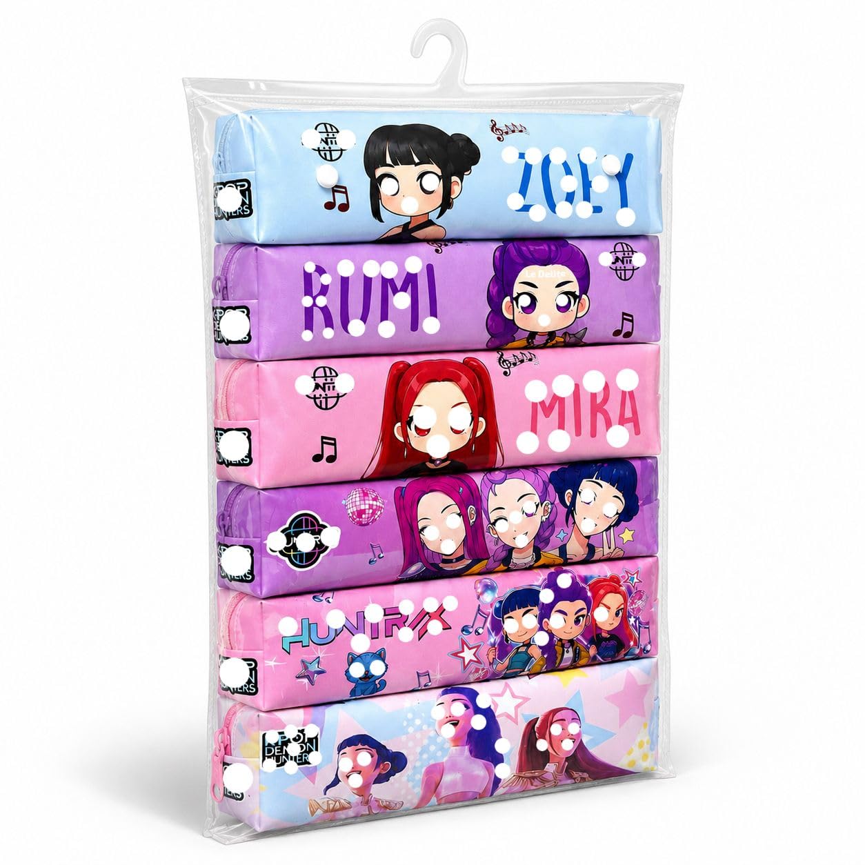 Pencil Pouch Set of 6 for Kids, Cute Cartoon POP K Anime Zipper Pencil Cases Combo Pack, Multipurpose Stationery Organizer Pouches for School, Art Supplies, Travel & Party Return Gifts (6 Pc Pack)-image-10