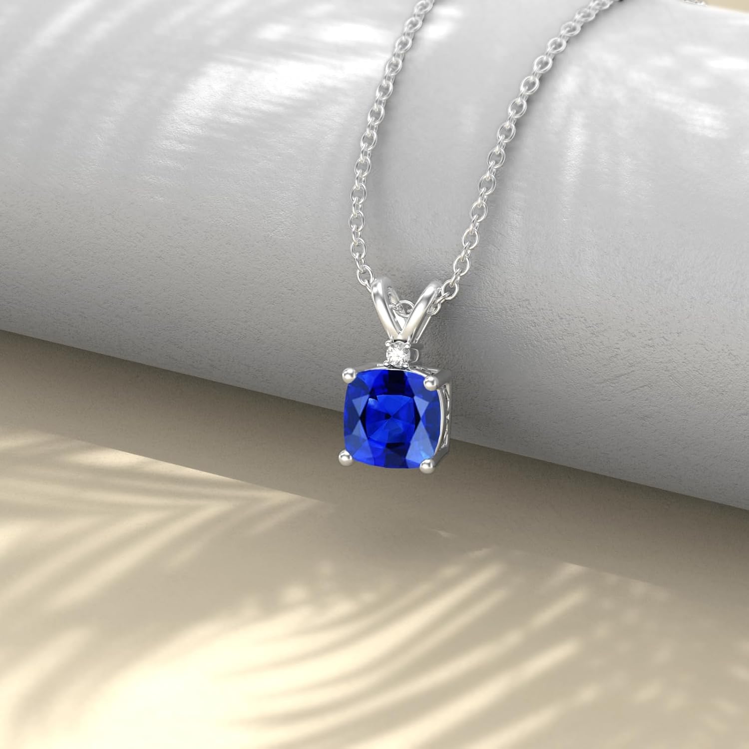 Cushion Cut Gemstone Pendant Necklaces for Women S925 Sterling Silver 7mm 2ct Gemstone Pendant Necklace Birthday Christmas Dainty Jewelry Gifts for Her - Image 2