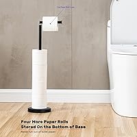 Vista 3 de Soporte de papel higiénico Noonext para 4 rollos, negro mate, acero inoxidable, moderno, de pie, para baño