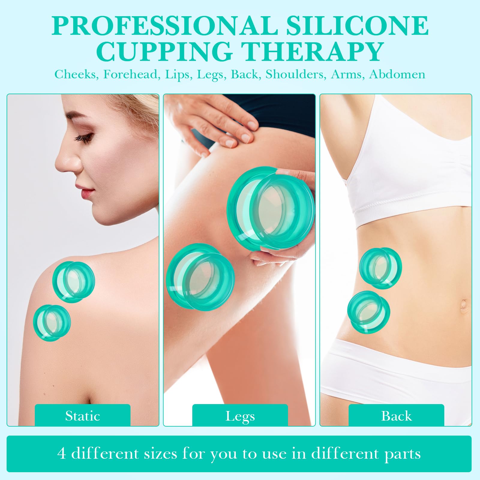 Geiserailie 16 Tazze da Massaggio con Ventose in Silicone Set di Terapia a Ventosa 4 Dimensioni Coppa Professionale di Terapia Ventosa Cinese Vuoto per Riduzione della Cellulite Corpo Miofasciale