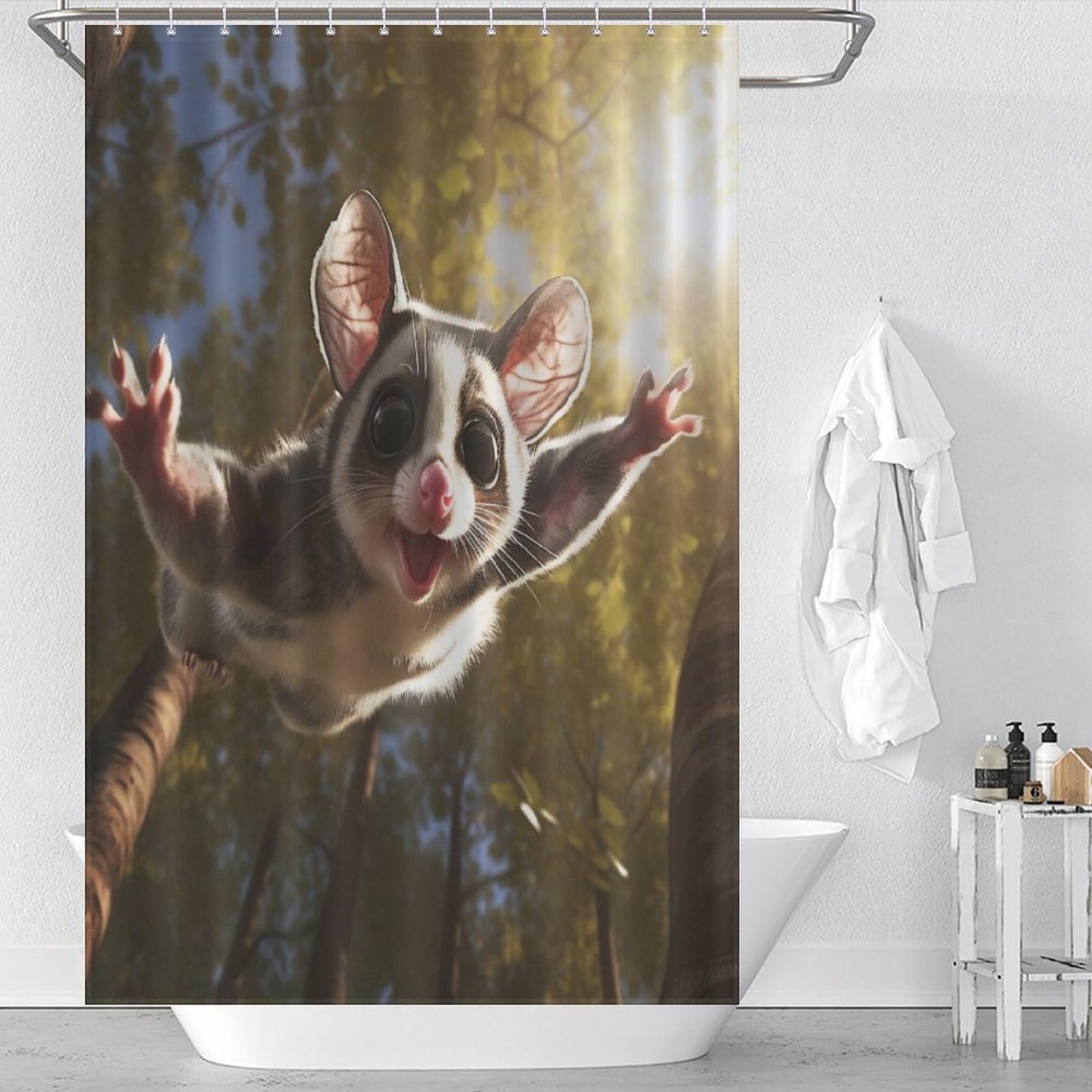 Rideau de douche planeur de sucre étanche en polyester 122x183cm pour baignoire et douche italienne