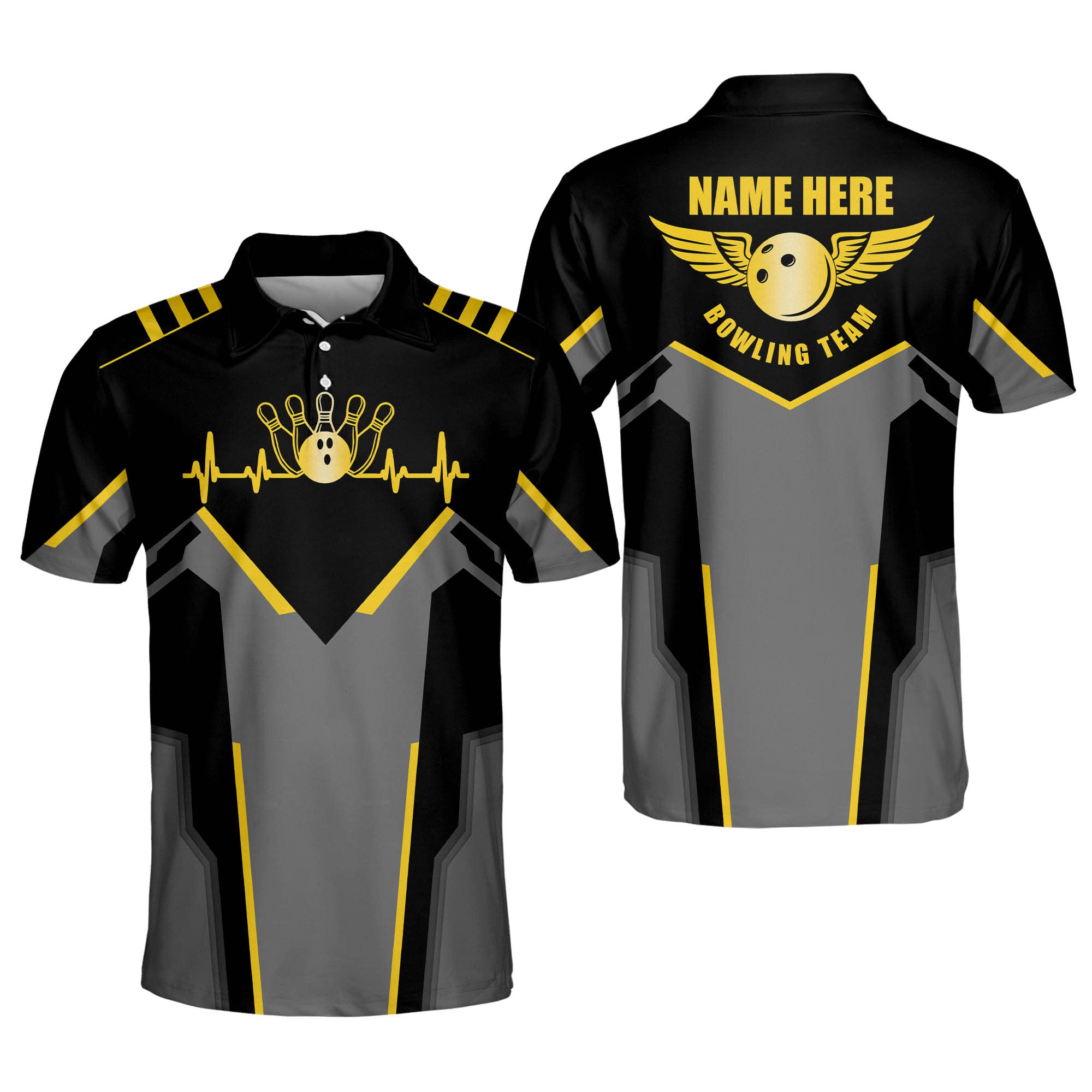 Lasfour Custom Bowling Shirts For Men Mens Bowling Polo Shirts