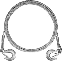 JEXTRA 5/16" x 20ft Galvanized Steel Winch Cable with Hooks, 9,000 lbs Break Strength Tow Rope for Tow Truck, UTV, Crane, Wrecker