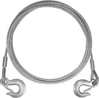 JEXTRA 5/16" x 20ft Galvanized Steel Winch Cable with Hooks, 9,000 lbs Break Strength Tow Rope for Tow Truck, UTV, Crane, Wrecker