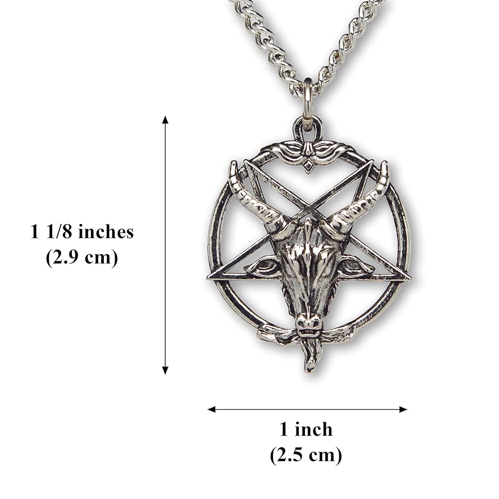 Amazon | Baphomet 悪魔のヤギの頭 逆五芒星 シルバー仕上げ 1