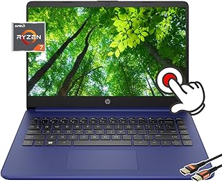 HP 14" Touchscreen Thin and Light Laptop | AMD Ryzen 7 5700U (>i7-1255U) | AMD Radeon Graphics | Wi-Fi | Bluetooth | Blue | Win11 W/HDMI(16GB RAM | 1TB PCIe SSD)