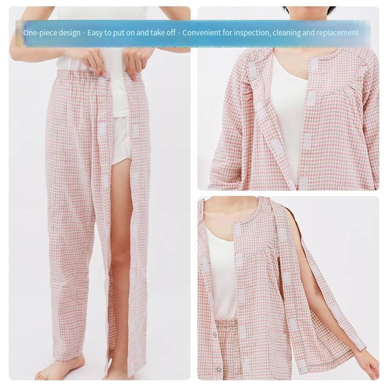 Patientenpflege Kleidung Waschbarer, Reißverschluss Patientenhose, Patientenhose Kleidung, Leicht Zu Tragen Reha Hose Für Ältere Menschen, Behinderte, Bettlägerige Patienten Men's-Velcro,2XL
