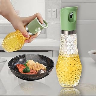 Oil Sprayer for Cooking 8.8oz Glass Bottle with Green Nozzle Stainless Detail for Cooking Oil Vinegar BBQ Oven Air Fryer Grilling Kitchen Use