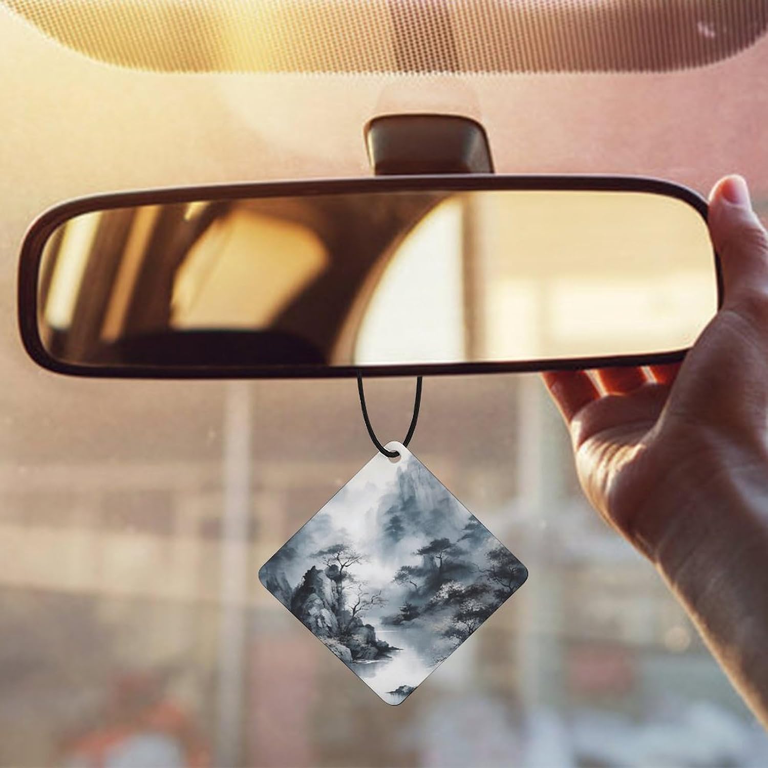 5 Pcs Car Air Fresheners Hanging Air Freshener Painting with Trees And Fog Hanging Scented Cards Fragrance Scented Cards for Car Car Aromatherapy Tablets for Car
