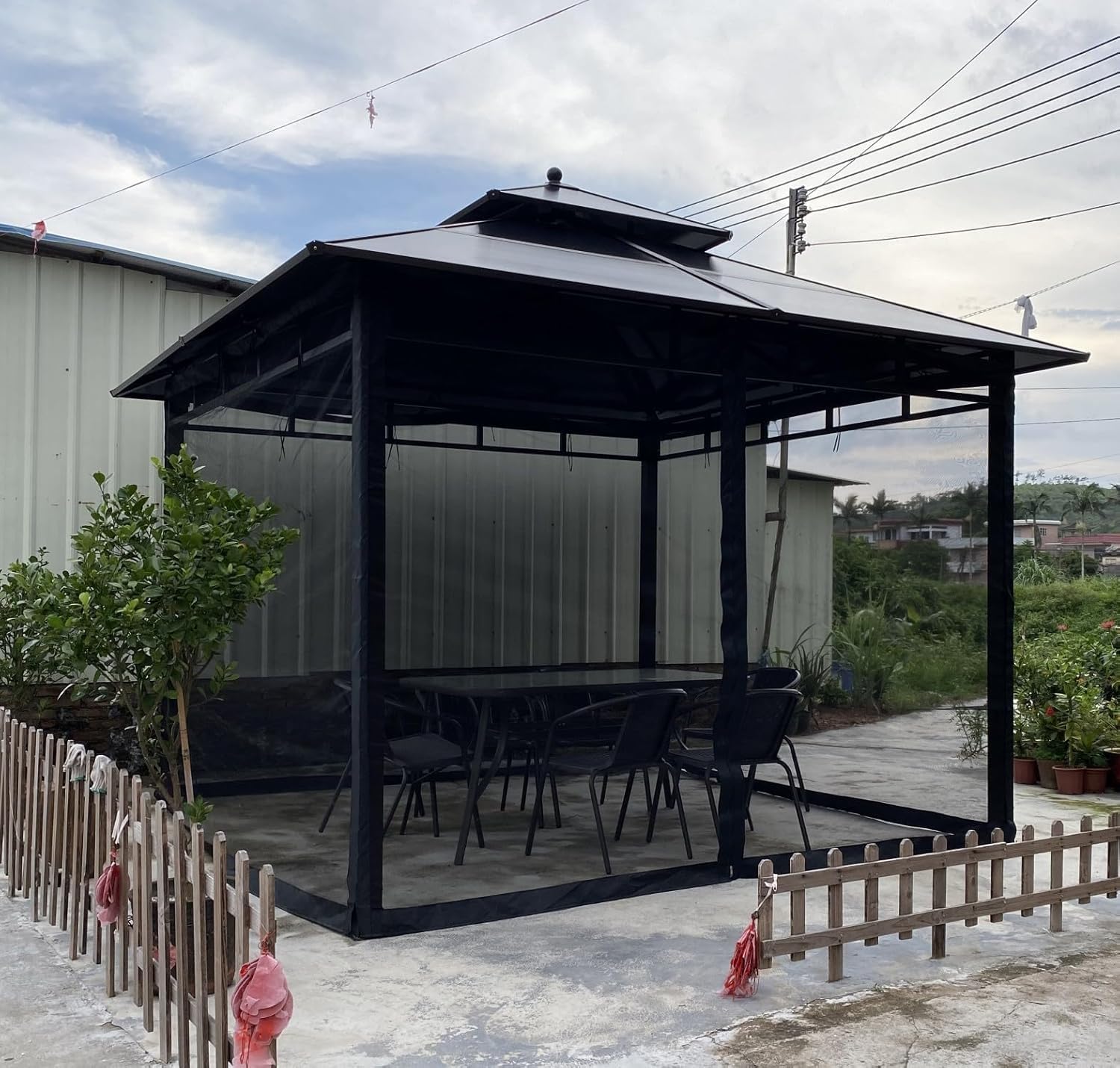 Mosquito Net for Outdoor Gazebo Canopy 4-Panel Canopy Screen Wall with Zipper for 10 x 10' Patio Gazebo and Tent (Mosquito Net Only) Gazebo Universal Replacement Mosquito Netting