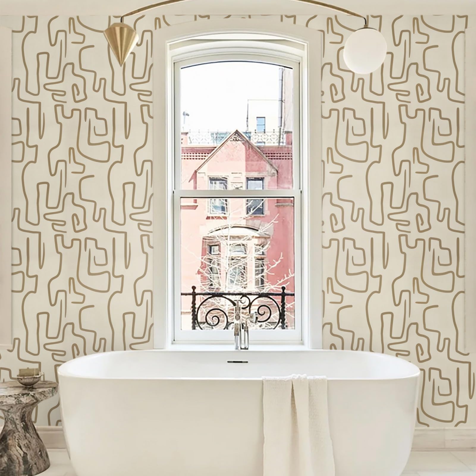 Ismoon Wall Paper Peel And Stick Modern Plaid Wallpaper 17.3" X 78.7