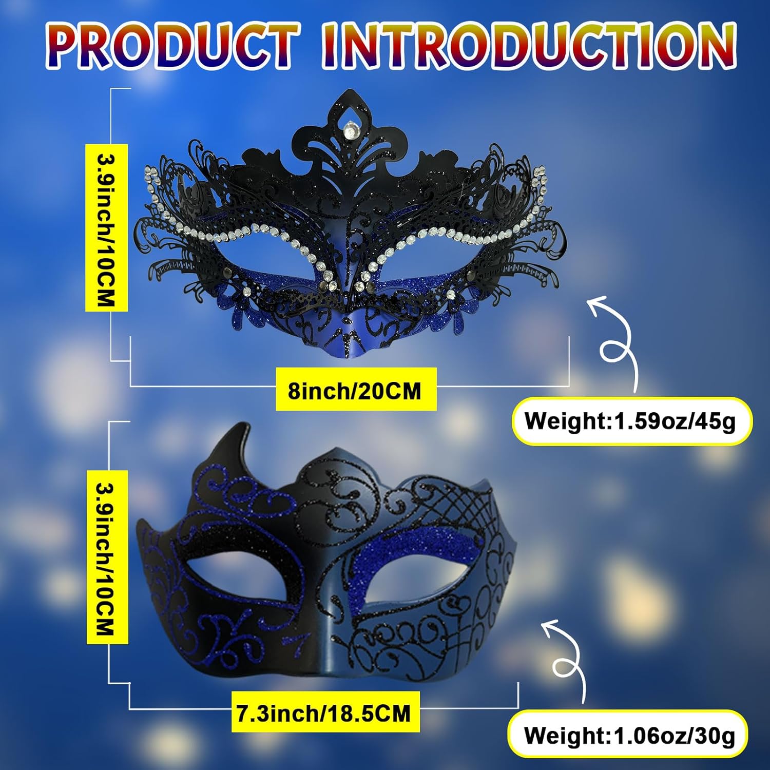 Couple Masquerade Mask Set, Venice Party Mask, Ancient Greek Roman Warrior Venetian Half Face Masks - Image 6