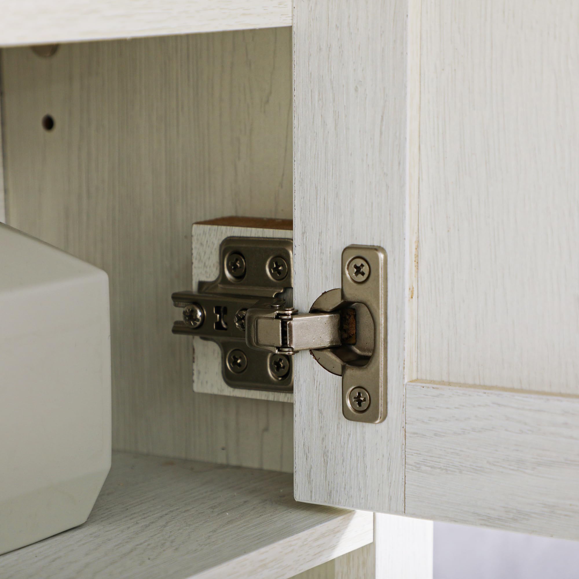 kleankin Armoire Murale, Armoire Salle de Bain, Meuble WC Suspendu avec Placard à portess et Compartiment Ouvert, Meuble Haut Salle de Bain dim. 60 x 19,5 x 52,5 cm, Blanc
