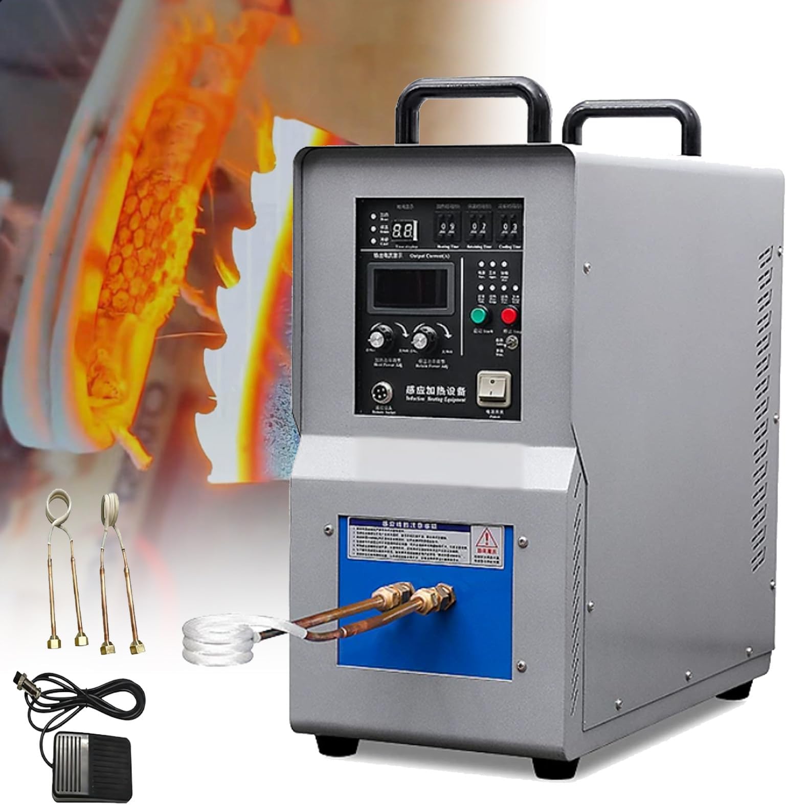 15KW High Frequency Induction Heating Machine,30-100KHz Industrial Induction Heater Furnace, Single Phase 220V,Induction Brazing Heat Melting Welding Quenching Annealing Forge Tool