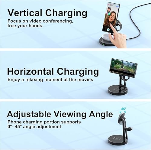 Miniatura 6 de Cargador inalámbrico para Samsung  Estación de carga 3 en 1 para Samsung Galaxy S25S24S23S22 y Watch 765Buds  Cargador MagSafe para iPhone
