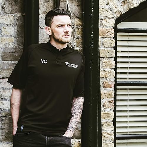 Miniatura 3 de GUINNESS Camiseta de rugby negra con estampado en relieve, negro, pequeño, Negro -