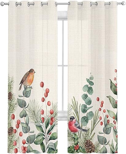 Cortinas traslúcidas retro de eucalipto de 96 pulgadas de largo, juego de 2 paneles de cortinas para cocina, dormitorio, sala de estar, puerta,