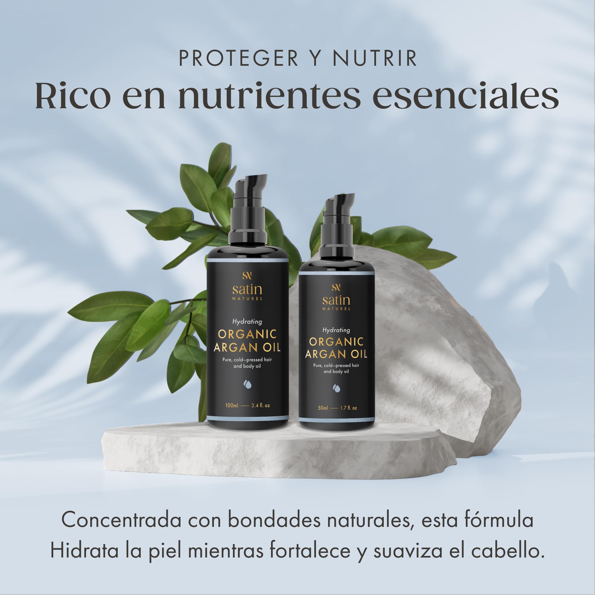 Satin Naturel Aceite de Argán Bio 100 ml – 100% Aceite Puro Prensado en Frío – Aceite Natural para Cabello, Piel, Uñas y Barba – Aceite para Cabello Seco y Cuero Cabelludo, Certificado Orgánico