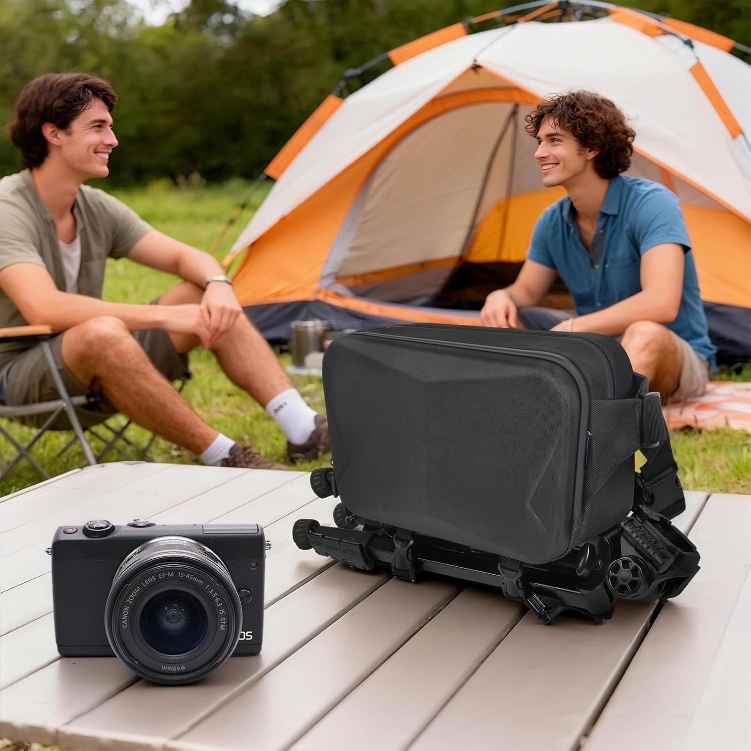 Comecase Camera Sling Bag for Canon/for Nikon/for Sony/for Fujifilm, Waterproof Hard Shell Crossbody Cameras Case, Small Camera Storage holder for DSLR/SLR/Mirrorless, Tripod Organizer (Box Only) - Image 9