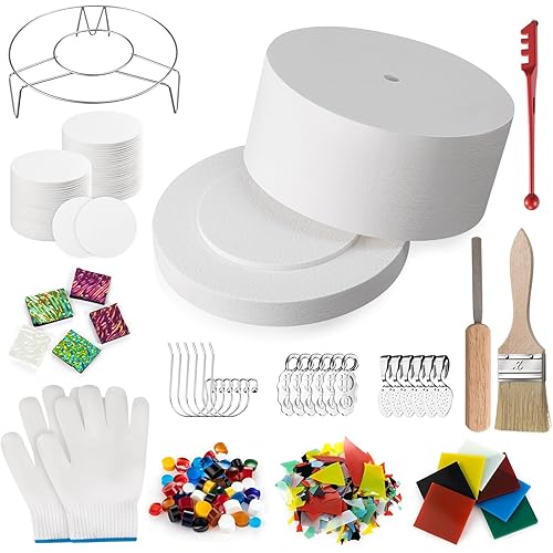 Tujoe 10 Pieces Large Microwave Kiln Kit for Glass Fusing and 50 Sheets Kiln Microwave Paper DIY Fusing Glass Jewelry Set Professional Making DIY Jewelry Tools Supplies Set
