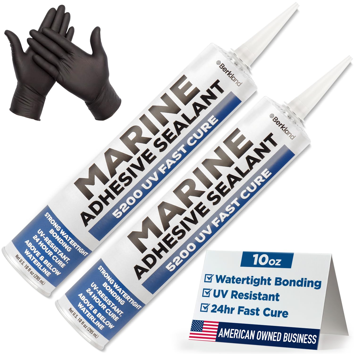Marine Adhesive Sealant 5200 Fast Cure, [2-Pack] 10 oz Professional Grade (White) - Permanent, Watertight Bonding and Sealing - UV Resistant, Above & Below Waterline - Compare to 05203 and 06520 FC M