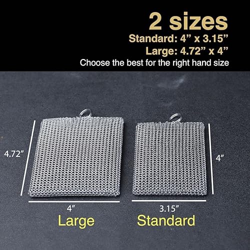 Miniatura 10 de Limpiador de malla de hierro fundido, anillo fino, limpiador de sartén de acero inoxidable 316, silicona integrada con anillos soldados, para