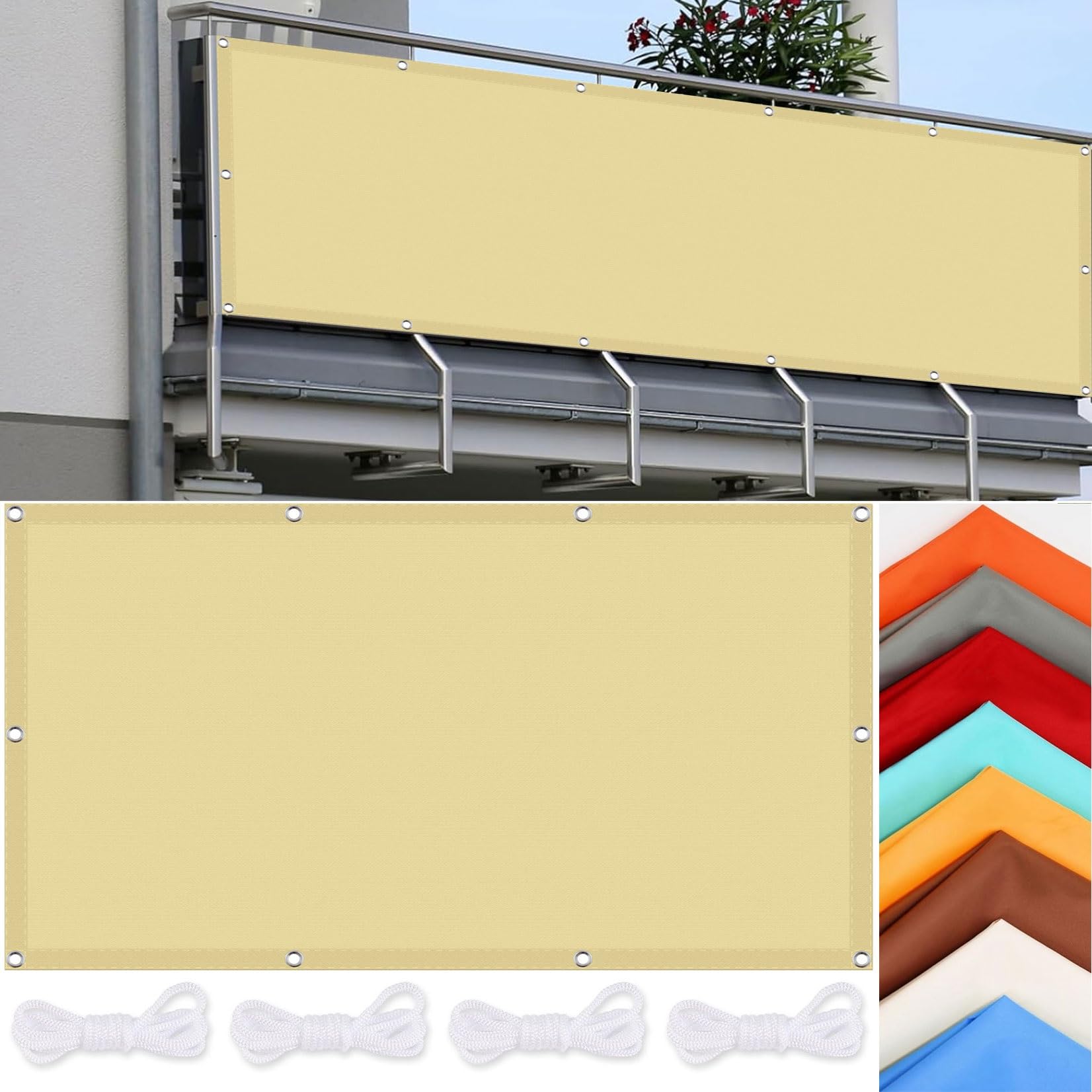 Auvent jaune sable 500 x 550 cm pour ombrager la terrasse et le jardin
