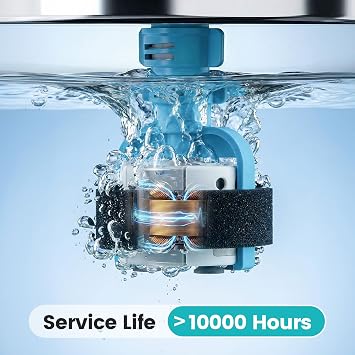 Large Round Plastic Water Pump for Cat Water Fountain, Easy-to-Clean Replacement Pump Compatible with Stainless Steel Cat Water Dispenser [Energy Class A]