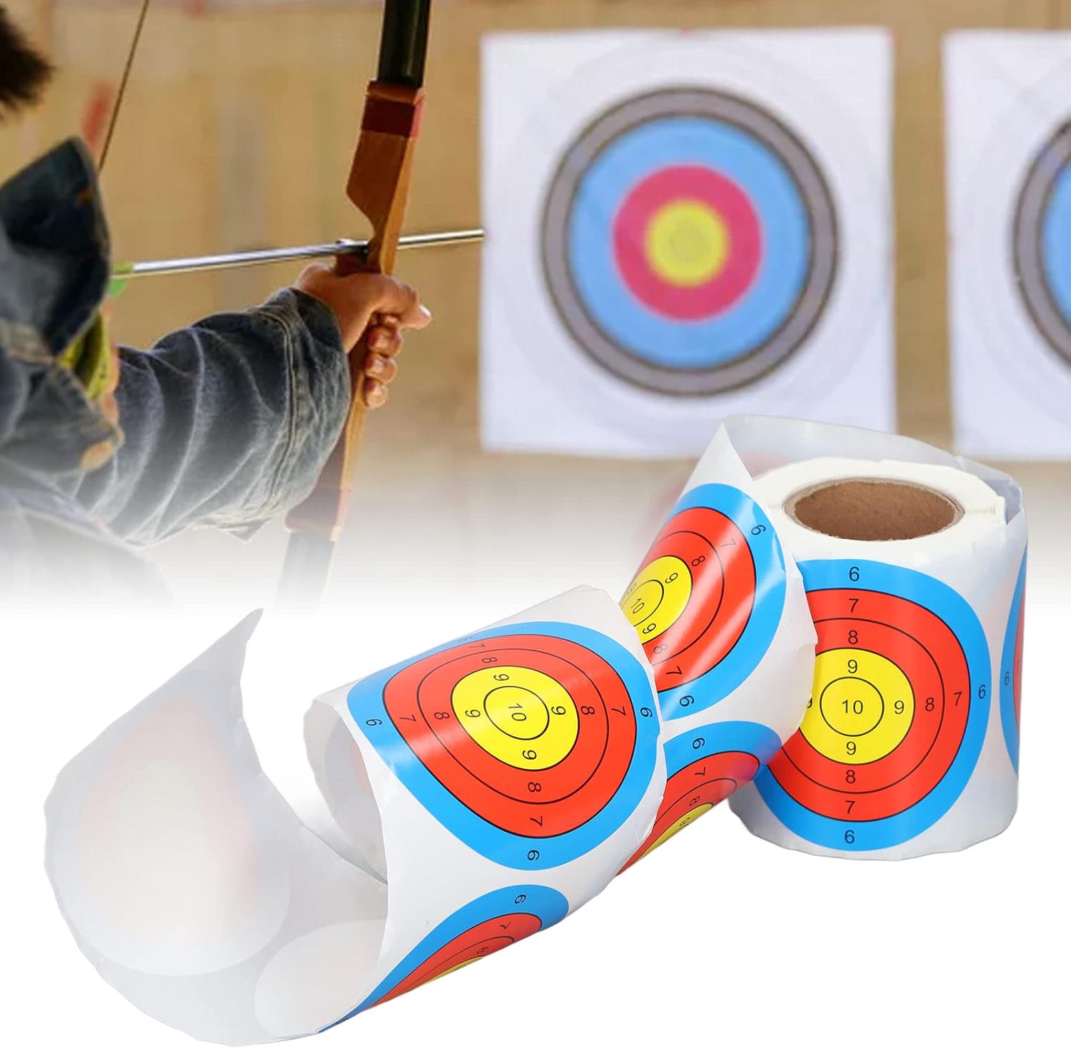 Target Stickers Roll, 3 Inches Self Adhesive 200 Sheets Multiple Colors Target Stickers Roll for Archery Training