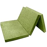 FORTISLINE - Klappmatratze 195x120x8cm - 3-teilige Faltmatratze - H2 Gästematratze - Camping Faltbare - Kamping Bett - Waschbar Bezug - Erwachsene Klappbar - Reisematratze - Schaumstoff Matratze Hellgrün