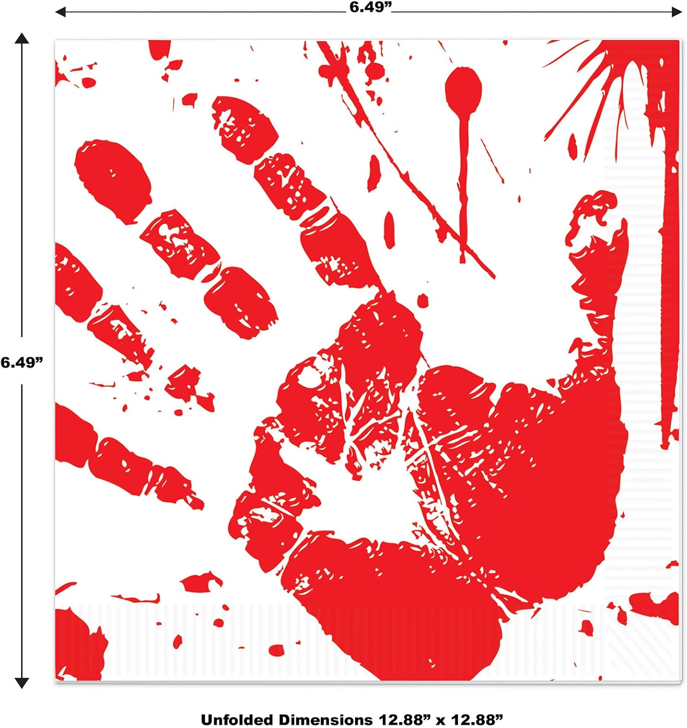 Beistle Bloody Handprints Luncheon Napkins, One Size, Red/White