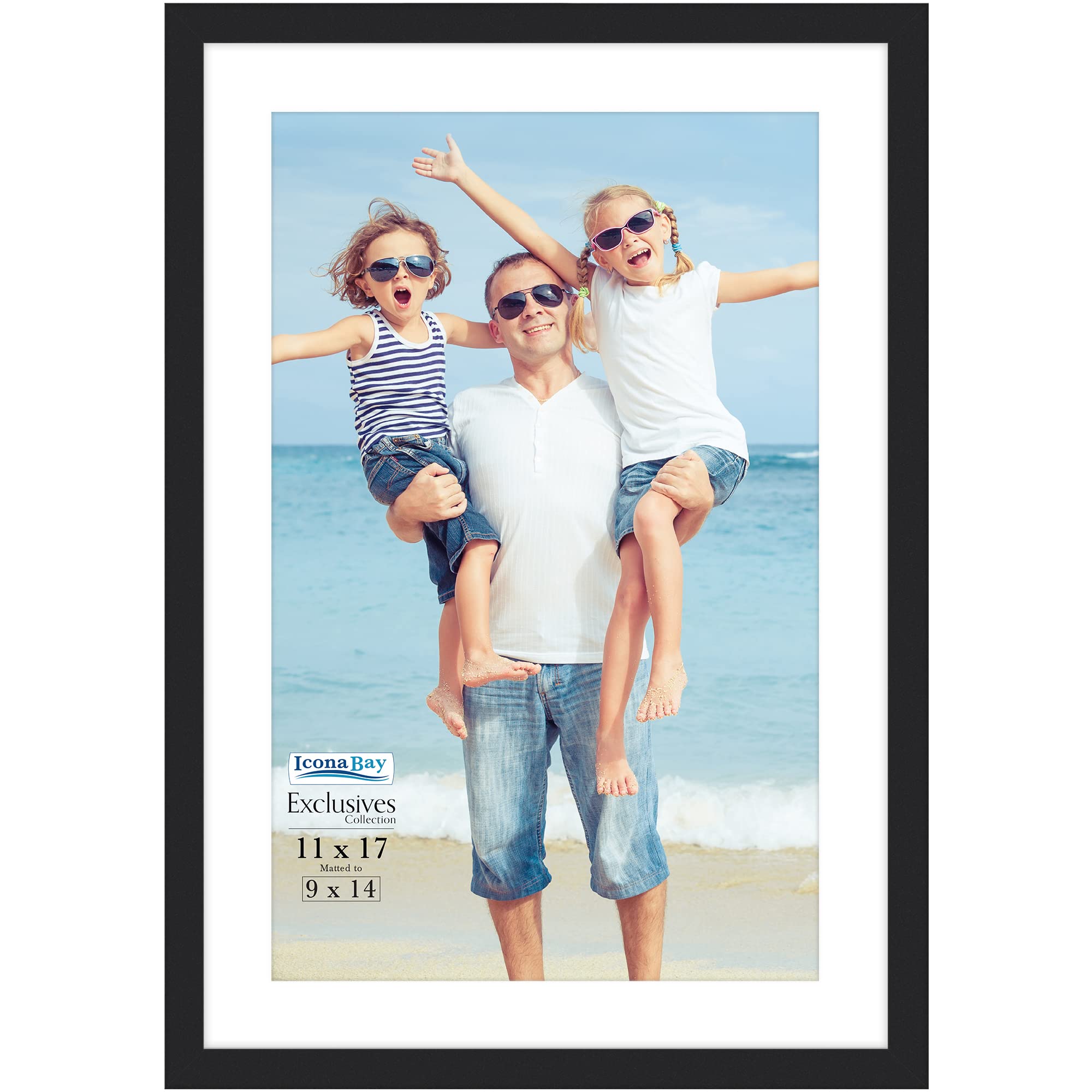 Amazon.com - Icona Bay - 11x17 Black Picture Frame with Mat to