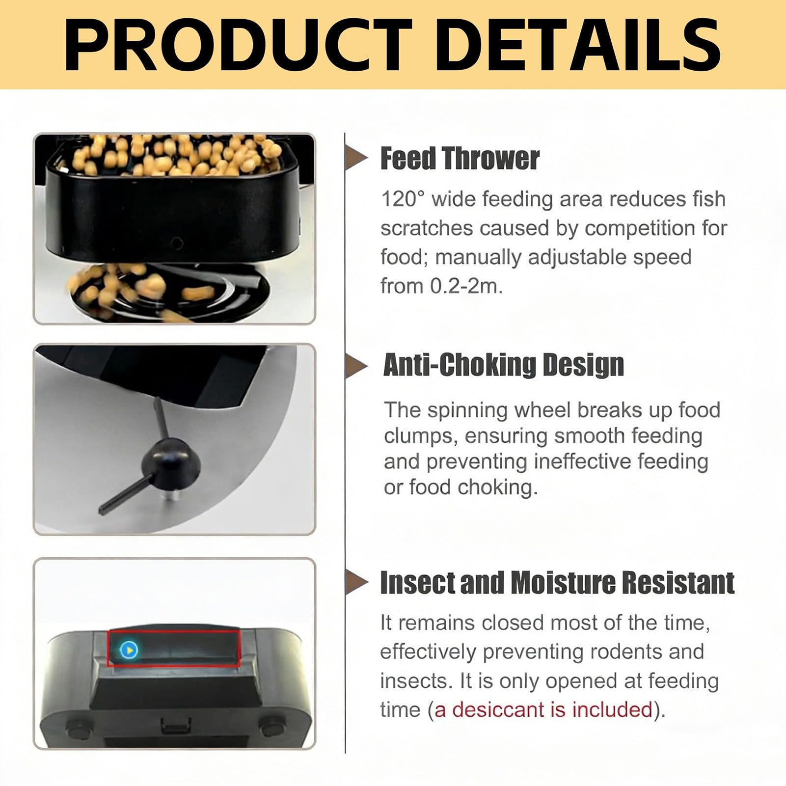 Distributore Automatico Di Mangime Con Display Lcd,Capacità (4/10L), Distributore Di Mangime Per Pesci Da Laghetto Con Timer Regolabile Per Carpe Koi Da Esterno,Distributore Cibo Per Pesci(Black,4L)
