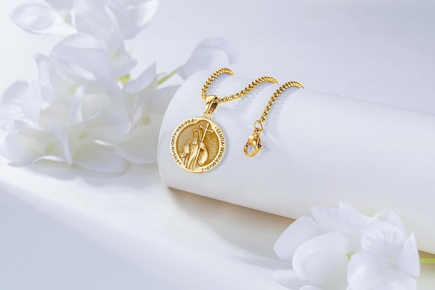 St Benedict Medals Necklace Patron Saint Medalla De San Benito 925 Sterling Silver San Benito Medalla Cross Pendant Religious Amulet Jewelry for Men Women - Image 4