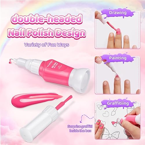 Miniatura 3 de Kit de esmalte de uñas para niños con secador de uñas para niñas, 69 piezas, juego de juguetes de maquillaje para niños, regalo de Navidad y