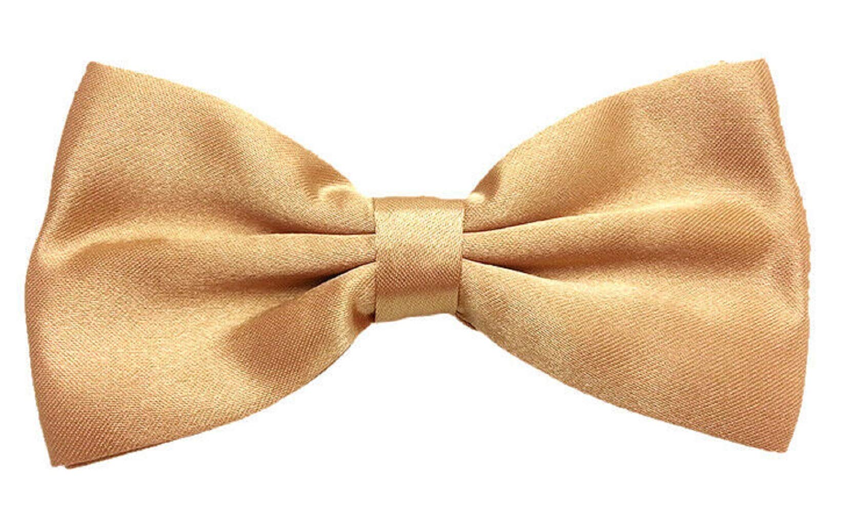 L&L® Mens Pre Tied Plain Satin Clip On Bow tie Wedding Party Fancy (Champagne)