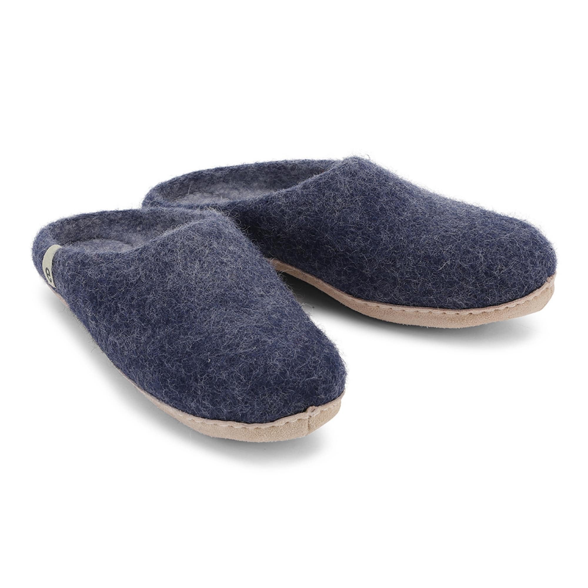 egos Pantuflas azules para hombre y mujer con lana 100 % natural, cómodas zapatillas de cabaña para verano e invierno