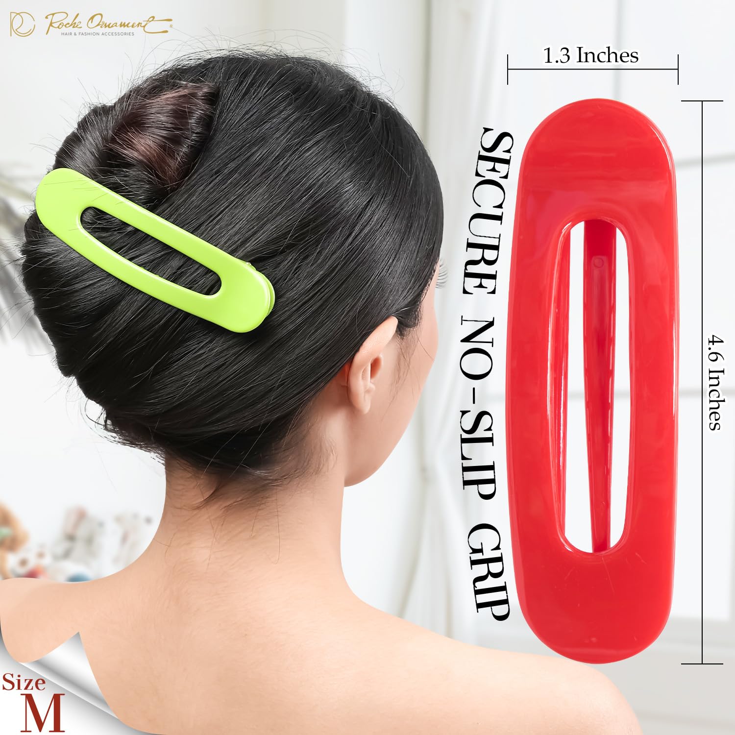 RC ROCHE 6 Pcs Flat Claw Hair Clips for Women Lay Down Barrettes No Crease Side Slide Thick Long Hair Duckbill French Against Head Jaw Claw Styling Clamp, Medium Rainbow - Image 3