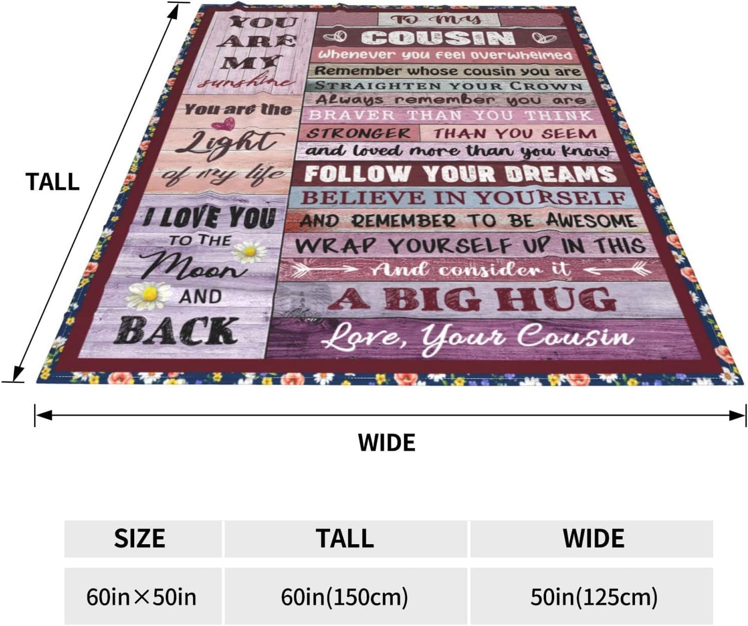 Cousin Gifts Blanket for Women Girls - Cousin Birthday Gifts for Christmas Thanksgiving Throw Blanket 50"X60" - Image 7