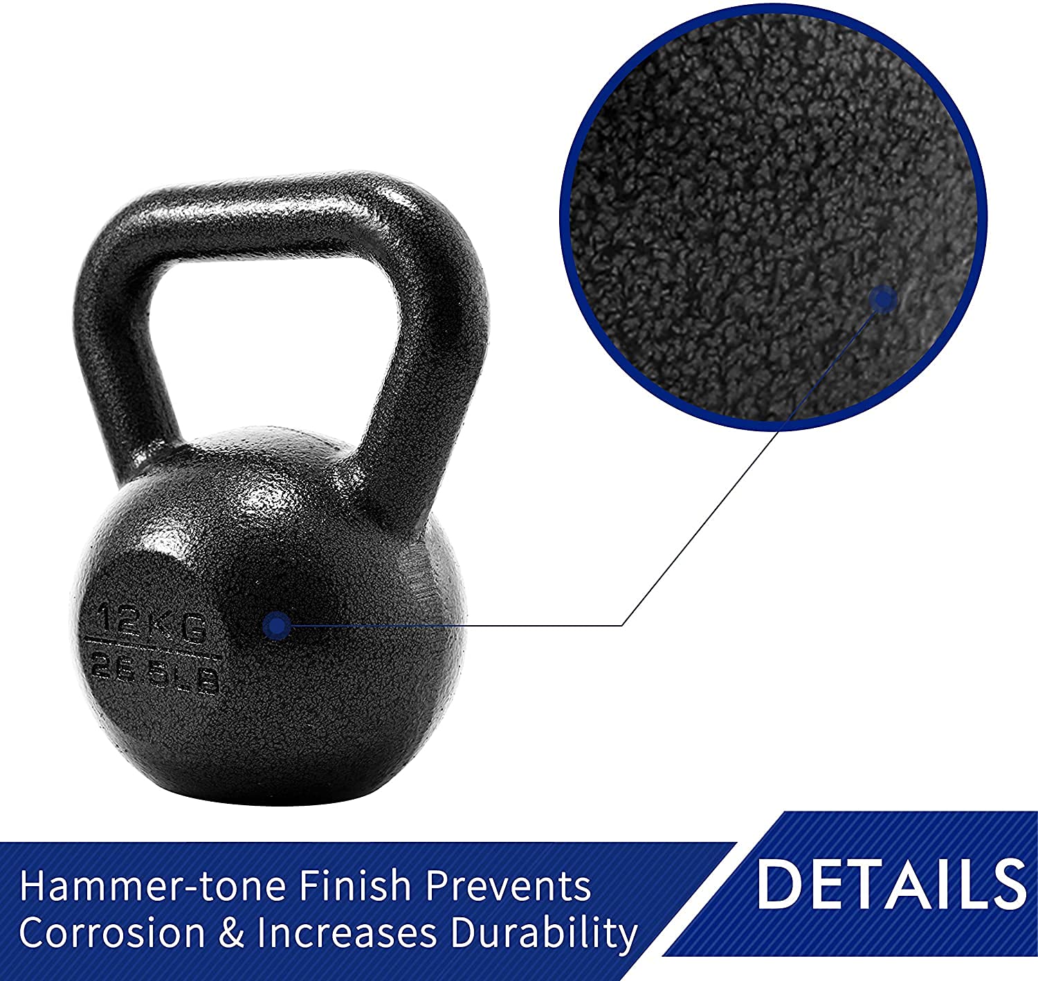 Kettlebell 12kg ghisa Peso per Palestra Domestica Esercizi Fitness addestramento, presa antiscivolo potenziamento Muscolare 12kg