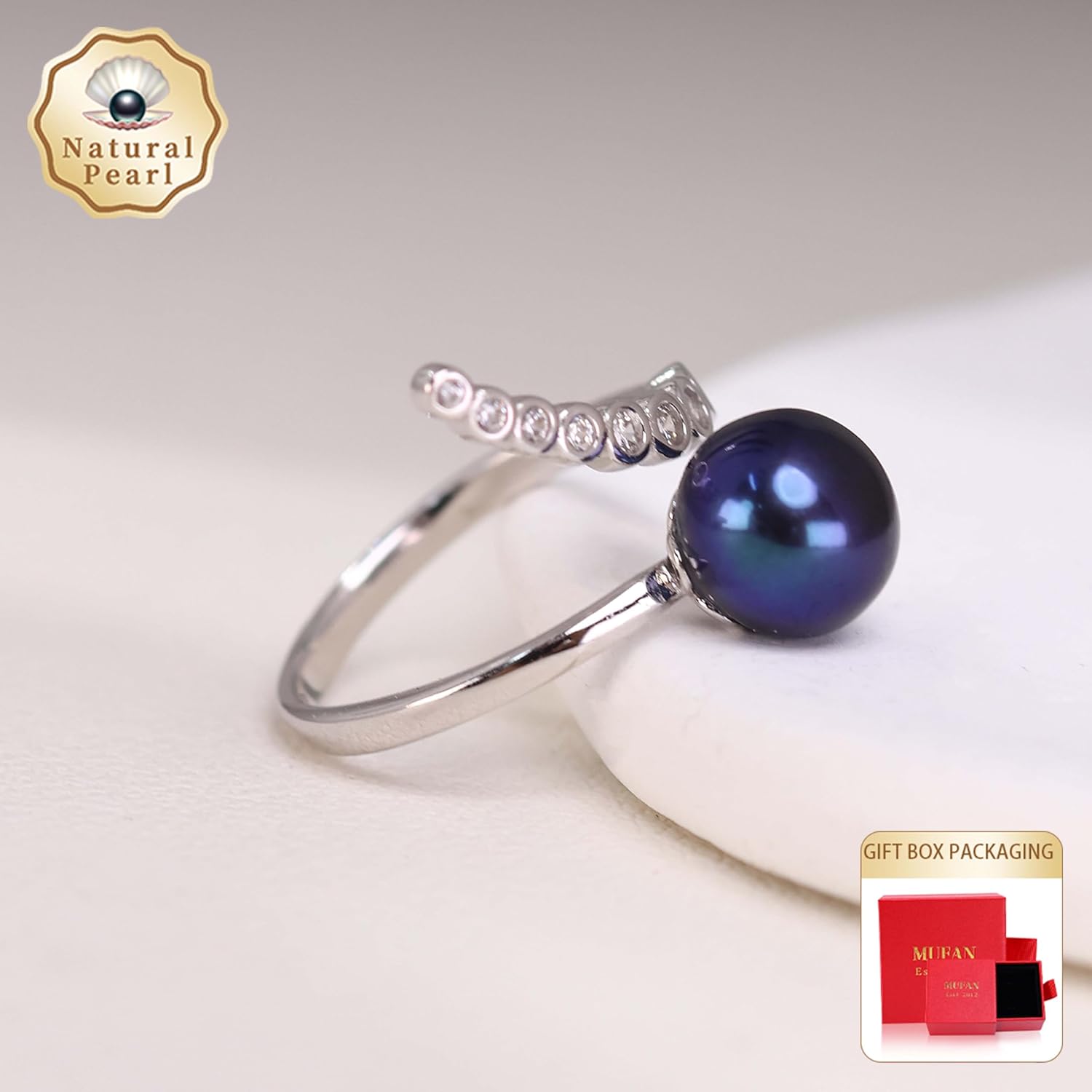 6-9 MM Natural Freshwater Cultured Pearl Ring for Women, 18k Gold-Plated and Sterling Silver, Ideal for Weddings Anniversaries Birthdays Parties Women's Jewelry Gift