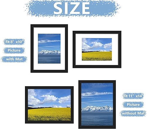 Miniatura 3 de Picrit Juego de 7 portarretratos de 11 x 14 pulgadas, para exhibir fotos de 8 x 10 pulgadas con paspartú o de 11 x 14 pulgadas sin paspartú, marcos