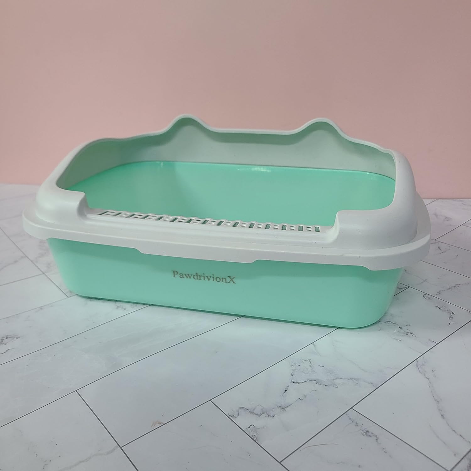 PawdrivionX Pet Litter Boxes, Open Top Cat Litter Box, Anti-Splashing High Sided Kitty Litter Pan, Easy Clean Non-Stick Litter Tray for Indoor Cats, Mint Green