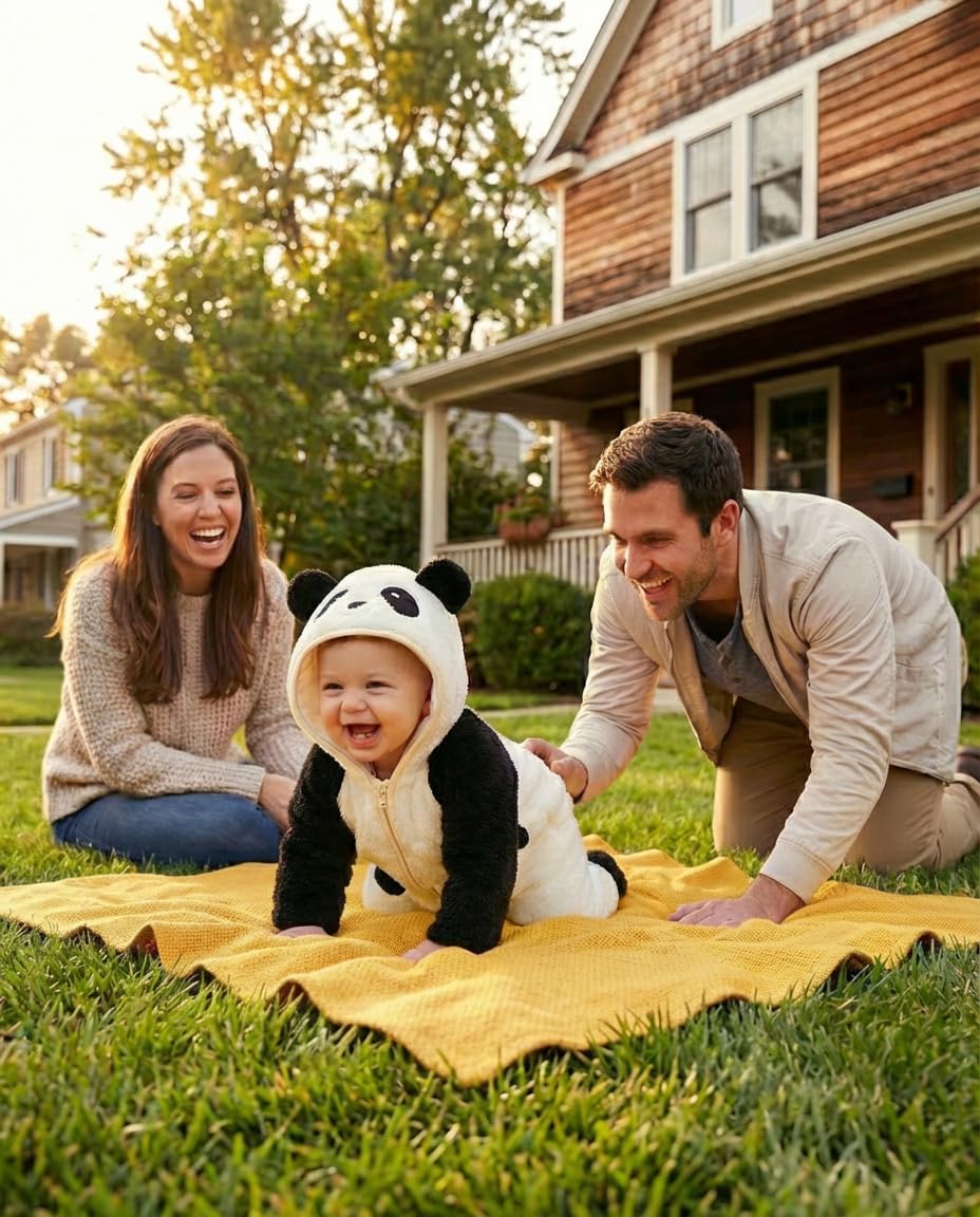 JiAmy Baby Fleece Snowsuit Animal Hooded Winter Romper Warm Footed Onesie Padded Infant Stroller Jumpsuit - Image 6