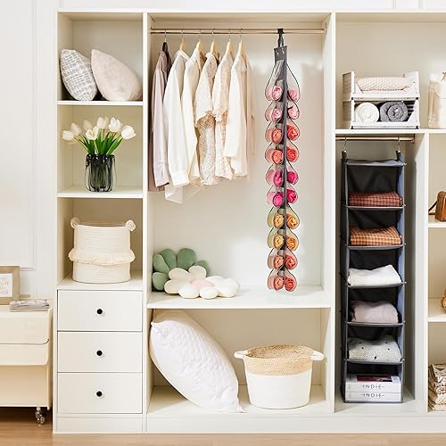 Miniatura 6 de YOUDENOVA Paquete de 2 organizadores de leggings para armario, organizadores colgantes de armario con 20 compartimentos para camisetas, jeans,